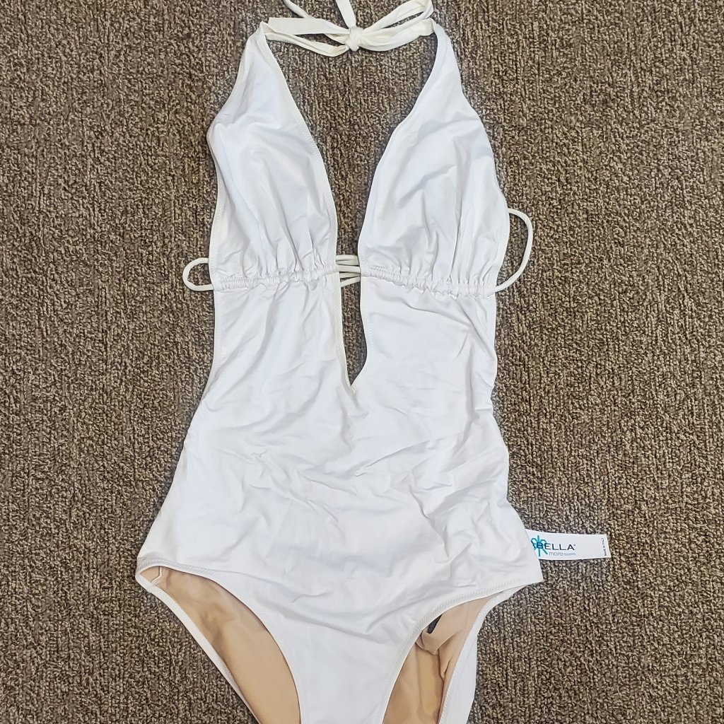 Cosabella Mare Sol One Piece Plunge Cut Out Swimsuit White Nwt L